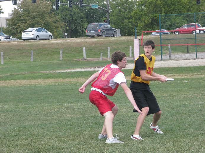 Nick McLaren, right, senior in computer engineering, participated in the ultimate frisbee intramural championship in fall 2011. This was one of McLarens 23 intramural championship wins during his time at Iowa State.