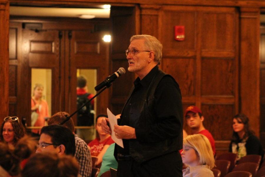 Steve Russell, an emeritus faculty member at Iowa State, spoke in front of the Veishea task force during their open forum April 25 in the Memorial Union. Russell, an Ames resident for over 30 years, stressed that Veishea is a tradition worth keeping for the families that attend the event.