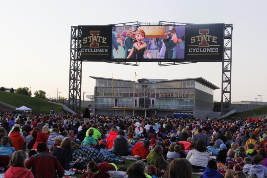 The field and some of the stands at Jack Trice Stadium were packed with families for the Jr. Cyclone Club Movie Night on May 17, 2015. This year Star Wars: The Force Awakens will be shown.