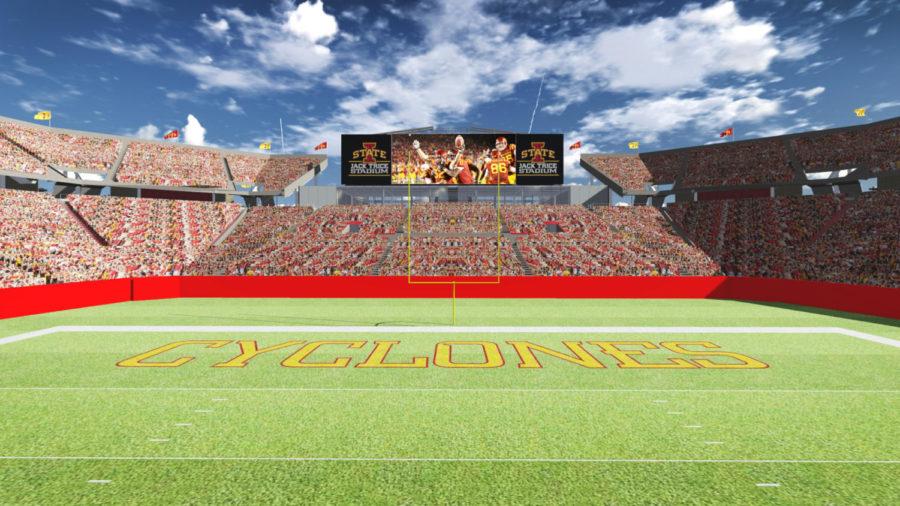 This is a digitally generated image of Jack Trice Stadium after completing the approved renovations.