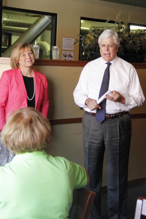 Sen. Jack Hatch, the Democratic nominee for the Iowa gubernatorial race, and Monica Vernon, his running mate, met with potential voters at Olde Main Brewing Company in Ames on July 3.
