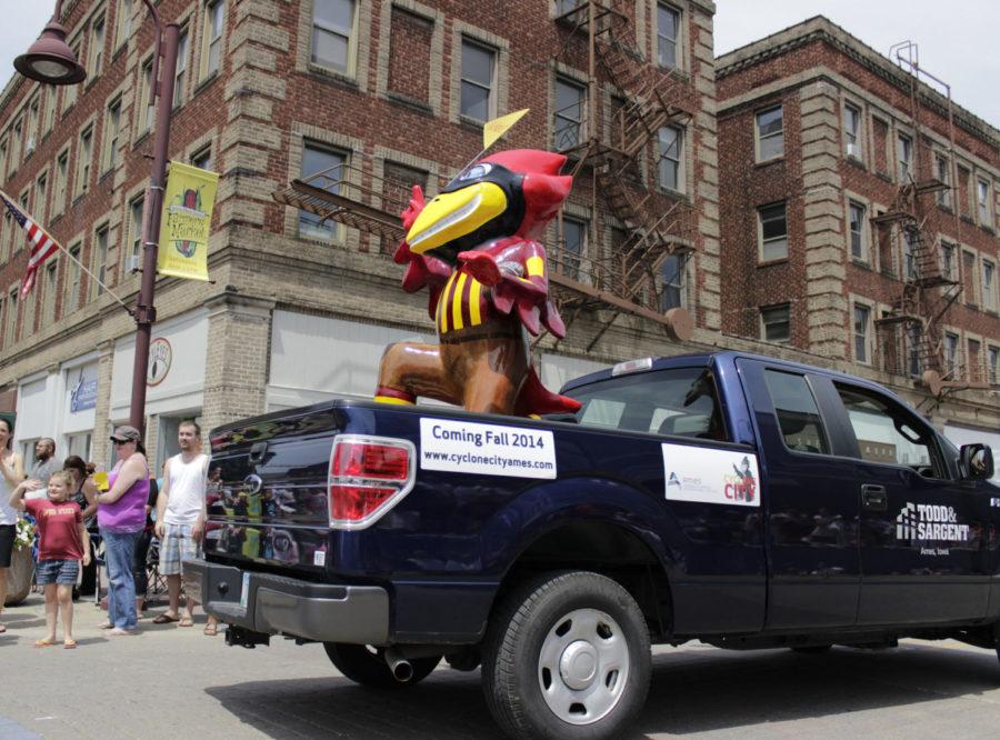 An original Cy statue in a vintage football uniform, a tribute to Jack Trice, was featured in the Ames sesquicentennial celebration and Independence Day parade and was sold as a fundraiser.