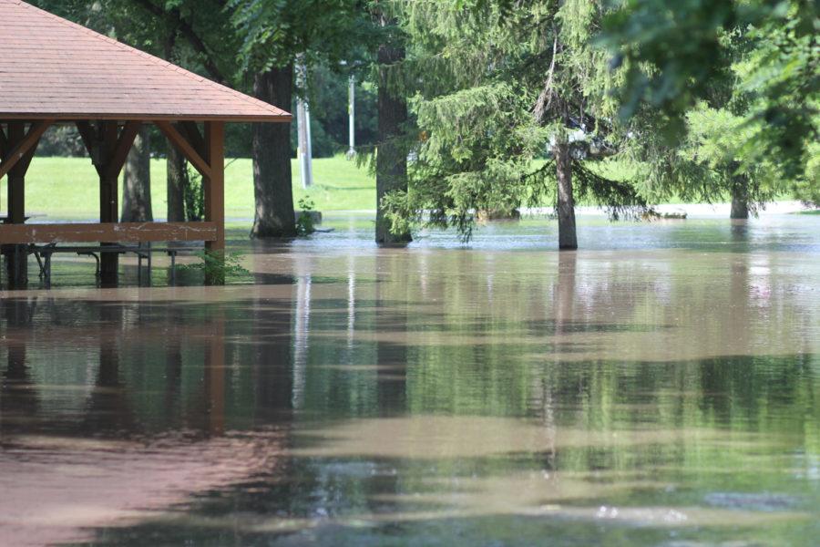 Most of Brookside Park in Ames is underwater after Squaw Creek flooded in Ames on July 1.