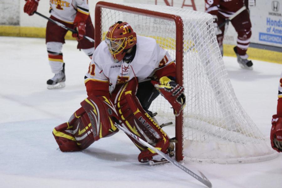 Senior+Matt+Cooper+was+integral+in+the+Cyclone+Hockey+victory+by+only+allowing+one+score.+Cooper+went+37-for-38+in+total+saves+for+the+game.+The+Cyclones+defeated+the+Oklahoma+Sooners+2-1+on+Sept.+20+to+tie+the+series.
