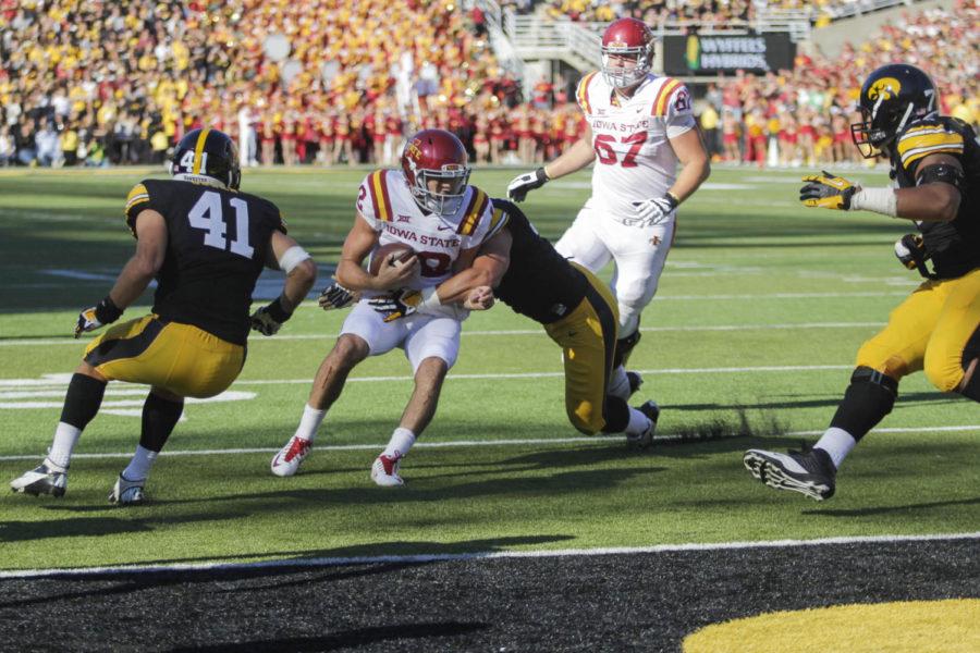 Junior quarterback Sam Richardson runs the ball during the Cy-Hawk Series at Kinnick Stadium in Iowa City on Sept. 13. The Cyclones beat the Hawkeyes 20-17. Richardson had 29 rushing and 255 passing yards.