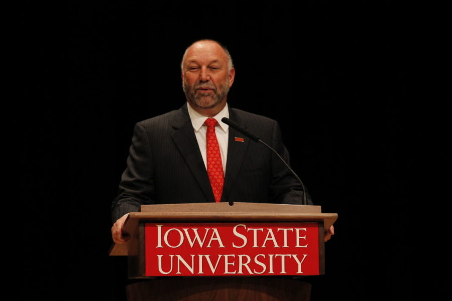 ISU president Steven Leath spoke to the public in his annual address Sept. 12. In his address, Leath mentioned ways he would like the university to change given the growing student enrollment.