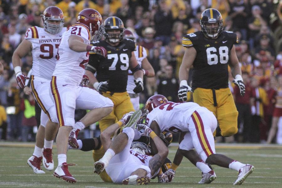 The Iowa State Cyclones beat the University of Iowa Hawkeyes 20-17 during the Cy-Hawk Series at Kinnick Stadium in Iowa City on Sept. 13.