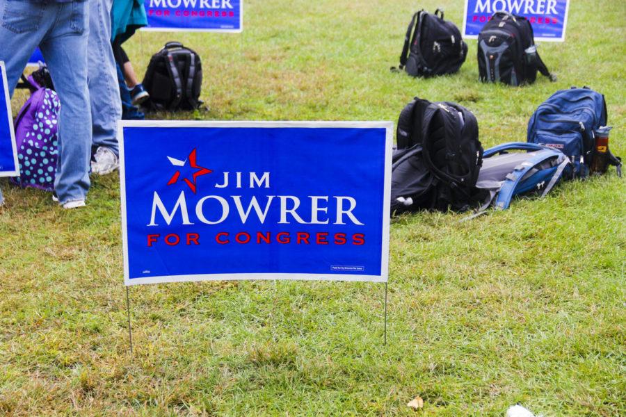 Jim Mowrer, who is running for Congress against incumbent Steve King, met with students in the free-speech zone in front of Parks Library on Sept. 25.