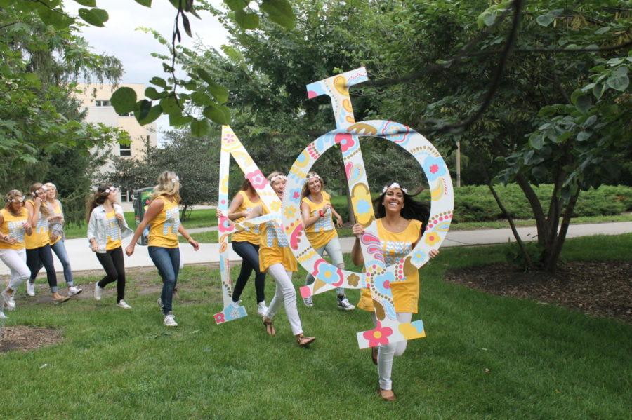The letters for Alpha Phi, the newest sorority on campus, were welcomed into the greek community Sept. 11 during their bid day on a fall evening on Central Campus. 