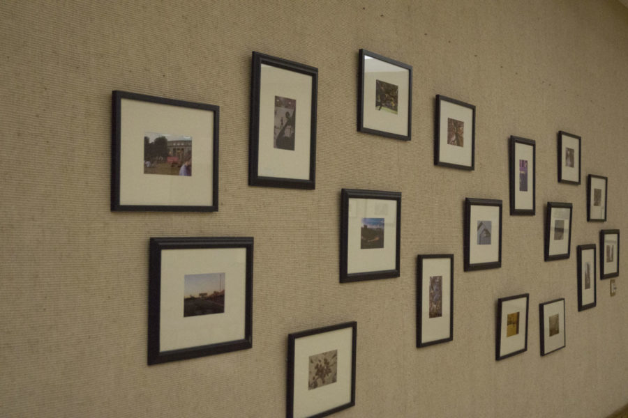 Pictures of freshmen and their experiences are hanging in the Gallery Room in the Memorial Union.
