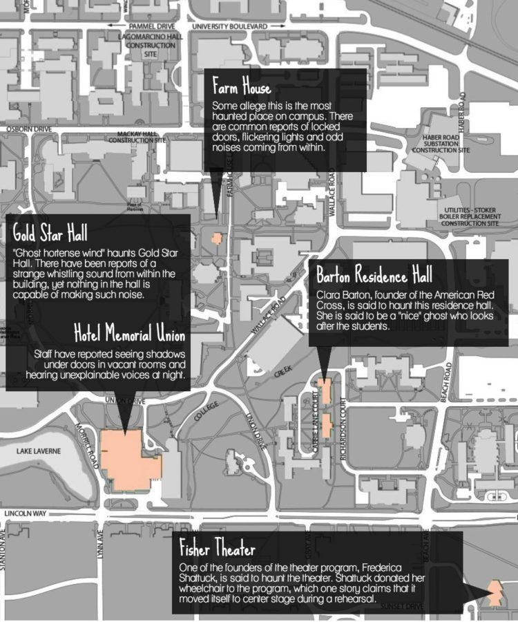 Do you believe in ghosts? Check out this map with some of the popular legends of hauntings around campus. 