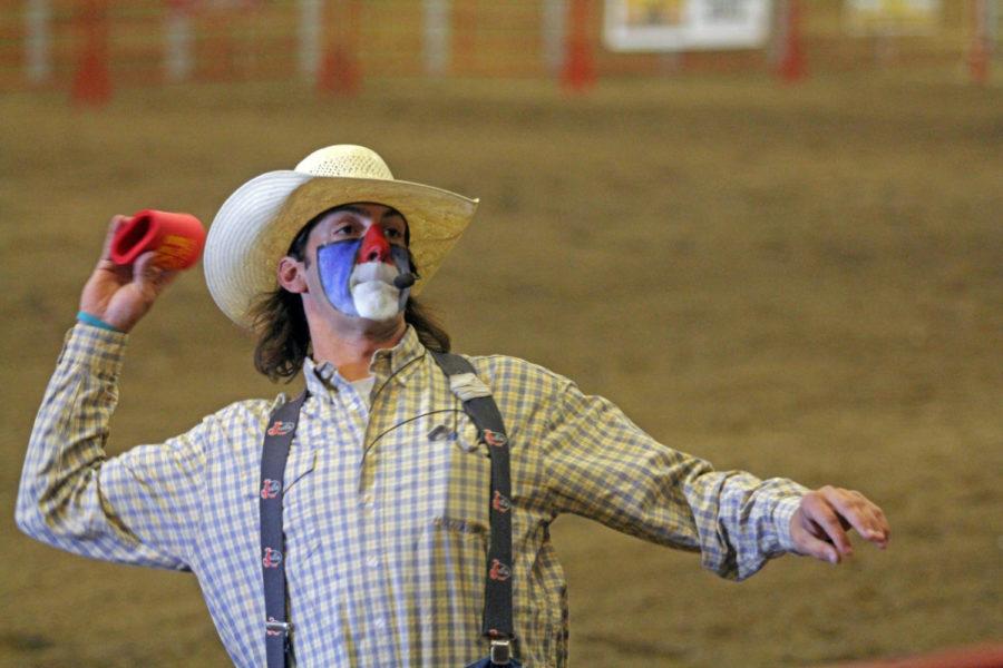 Danger Dave of Montana worked the 52nd annual Cyclone Stampede. Dave worked with announcers to entice the crowd and excite riders.