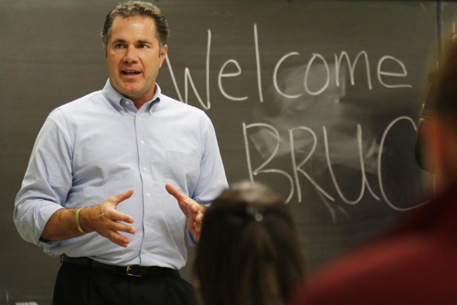 U.S. Senate candidate Bruce Braley visited with members of the ISU Democrats on Oct. 20. Braley spoke to the audience about why connecting with Iowa State students and other universities is integral in his campaign.