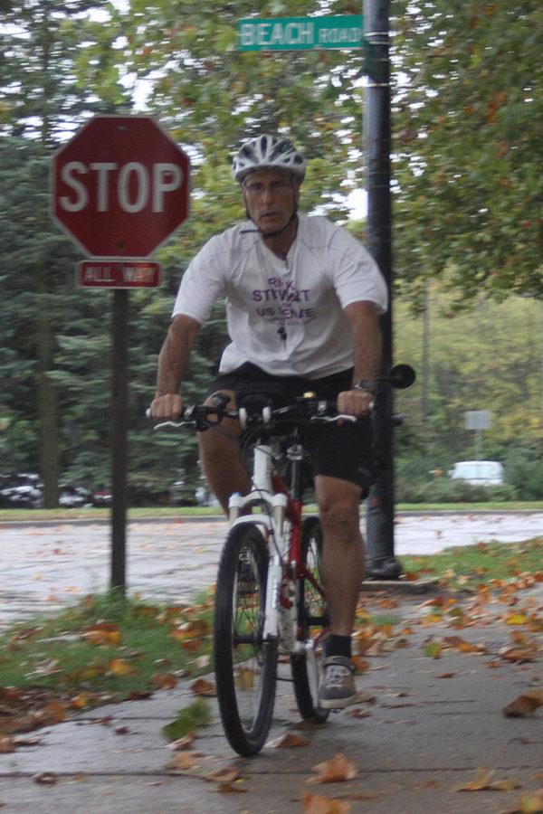 Rick Stewart, independent candidate for U.S. Senate, rode his bicycle through all of Iowa’s 99 counties. Stewart came through Ames Oct. 2.
