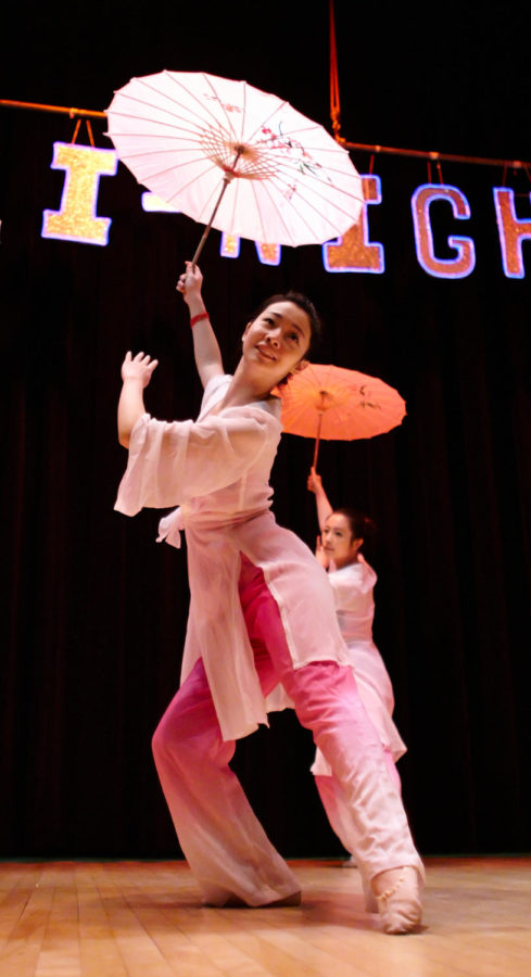 A group of students perform a traditional Chinese dance at Iowa States annual International Night. The event, which took place Nov. 20, is a celebration of the unique range of cultures present on the ISU campus.