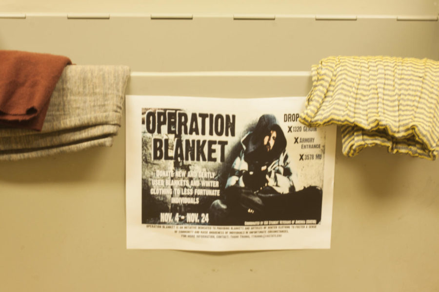 Blankets and winter clothing are being donated to Operation Blanket in drop points around campus. ISU Student Veterans of America are putting on this donation Nov. 4 to Nov. 24.