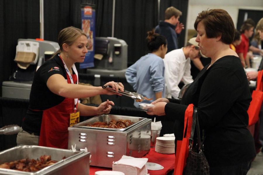 ISU students hosted the second annual Bacon Expo on Nov. 8 at the Hansen Agriculture Learning Center. Vendors from across the state as well as Iowa State clubs and organizations demoed different cuts and finishings of bacon.