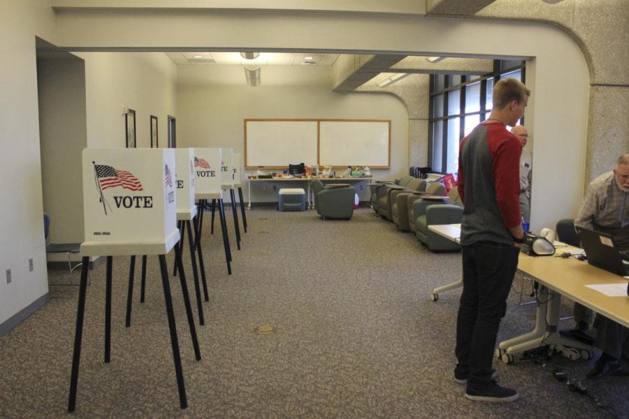 Morning voting was slow at 4-2 precinct voting center in Maple Hall. The center had 35 votes prior to noon. Austin Miller, freshman in mechanical engineering, didnt have to wait in line to cast his ballot at 2:30 p.m. The center had 89 votes at that time.