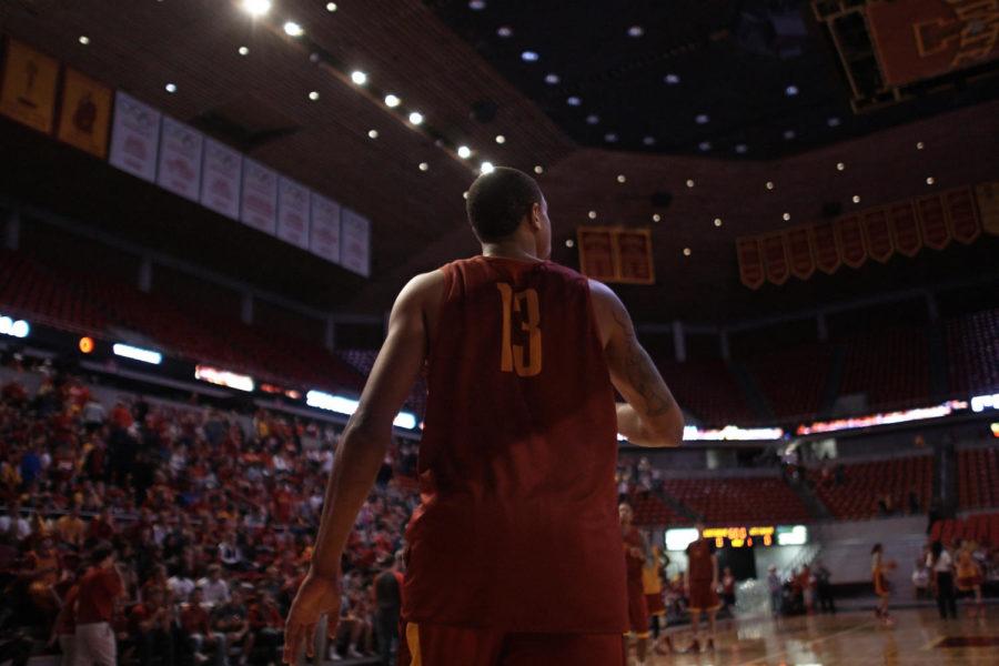 Senior guard Bryce Dejean-Jones takes in the crowd at Hilton Madness. The event, which took place in Hilton Coliseum on Oct. 18, filled the lower level with Cyclone basketball fans.