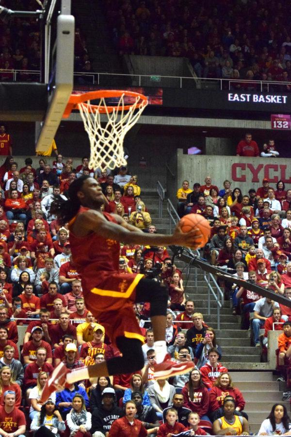 Redshirt+junior+Jameel+McKay+goes+up+for+a+dunk+during+the+dunk+contest+at+Hilton+Madness+on%C2%A0Oct.+18.