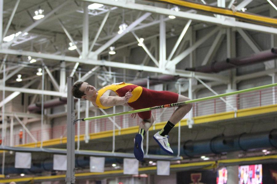 Junior Cameron Ostrowski, finished out as the Big 12 champion for the 2014 indoor track and field mens high jump competition, with a final jump of 2.23 meters.