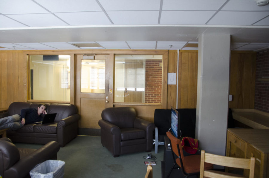 Open windows and doors are a welcome sign that some dens no longer have students living in them. This den in Helser Hall is now public, open to residents to use regularly.