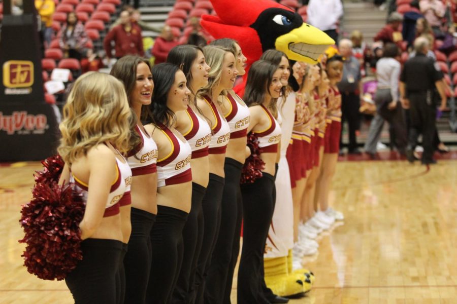 The dance team, cheerleaders and Cy came together at the end of the game to sway to Bells of Iowa State. The Iowa State womens basketball team defeated TCU 80-62 Jan. 21. 