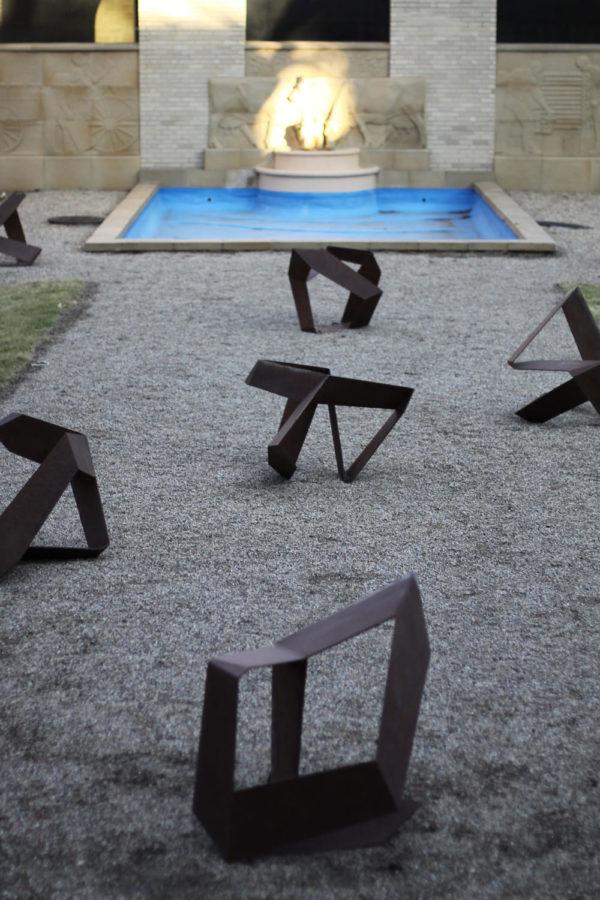 A+total+of+15+sculptures+made+out+of+bronze+and+steel+can+be+found+in+the+courtyard+of+the+Food+Sciences+Building.+The+exhibit+is+part+of+Chuck+Ginnever%E2%80%99s+traveling+collection%2C+titled+Rashomon+after+a+Japanese+film%2C+which+showcases+a+single+storm+from+several+different+perspectives.