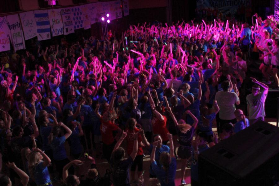Iowa State students and families dance during the final power hour of the night at Iowa States Dance Marathon on Jan. 24. Student raised $444,253.18 for the Childrens Miracle Network Hospitals.