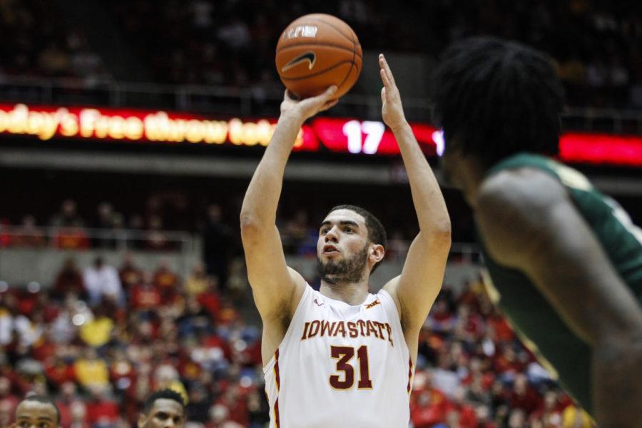 Junior forward Georges Niang attempts a free throw against Baylor on Feb. 25. The Bears took down the Cyclones 79-70. Niang had 14 points and made 6-of-6 free throws.