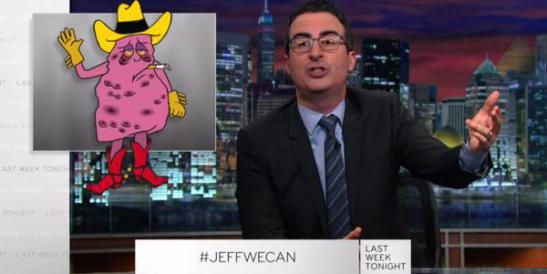 John Oliver with Jeff the Diseased Lung. After the show, #JeffWeCan began to trend on Twitter.