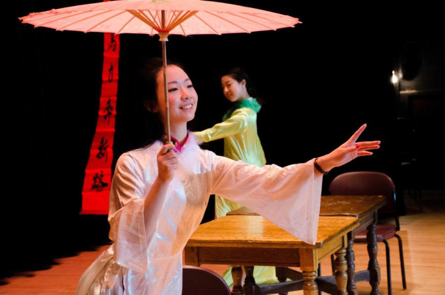 Jia Yin and Yue Yuan perform the "Tale of the Two Serpents." The celebration was sponsored by the Chinese Students and Scholars Association on Feb. 15.