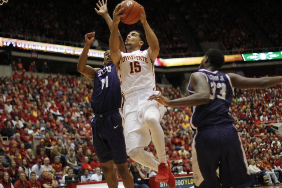 Junior guard Naz Long attempts a layup during Iowa States matchup with Texas Christian on Jan. 31. The Cyclones defeated the Horned Frogs 83-66.
