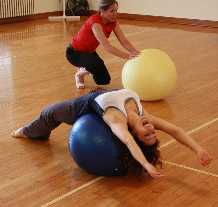 Dancers figure out their dance moves by using exercise balls.