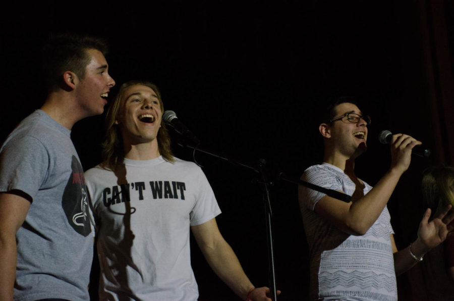 Varieties finalist group Candyland rehearses acapella. The Varieties finals will take place in the Memorial Union South Ballroom this Friday and Saturday.