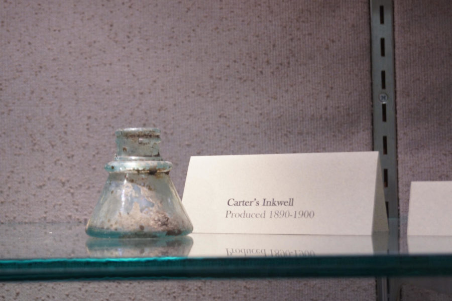 During the renovation of Marston Hall, multiple artifacts were found including this inkwell. These artifacts can now be located in the General Services Building.