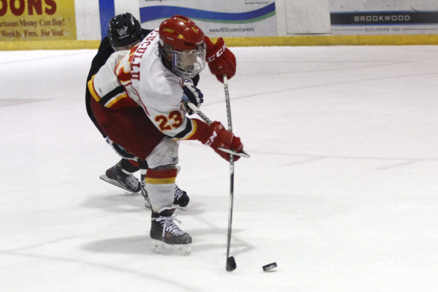 Senior Chris CuculluCQ is tied in the lead in goals this season with sophomore Austin ParleCQ and sophomore J.P. Kascsak with 6 points. Iowa State defeated Huntsville 14 - 2 Sat., Sept. 21 at the Ames/ISU Ice Arena.