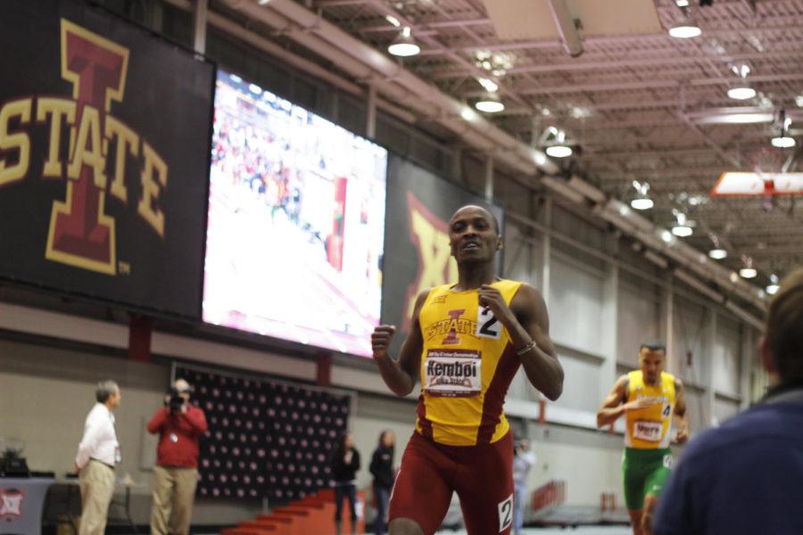 Senior Edward Kemboi received first place in the mens 800-meter run with a time of 1:48.68. The Big 12 Indoor Championship took place at Lied Recreation Athletic Center on Feb. 28. Texas took the trophies for both mens and womens track and field.