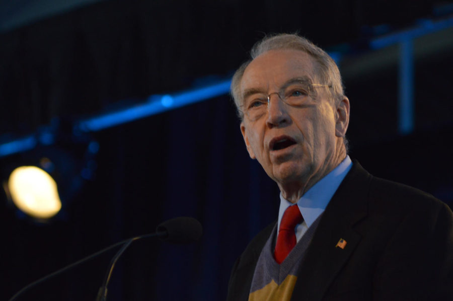 U.S. Sen. Chuck Grassley delivers a speech during the 2015 Ag Summit that took place in Des Moines on March 7.