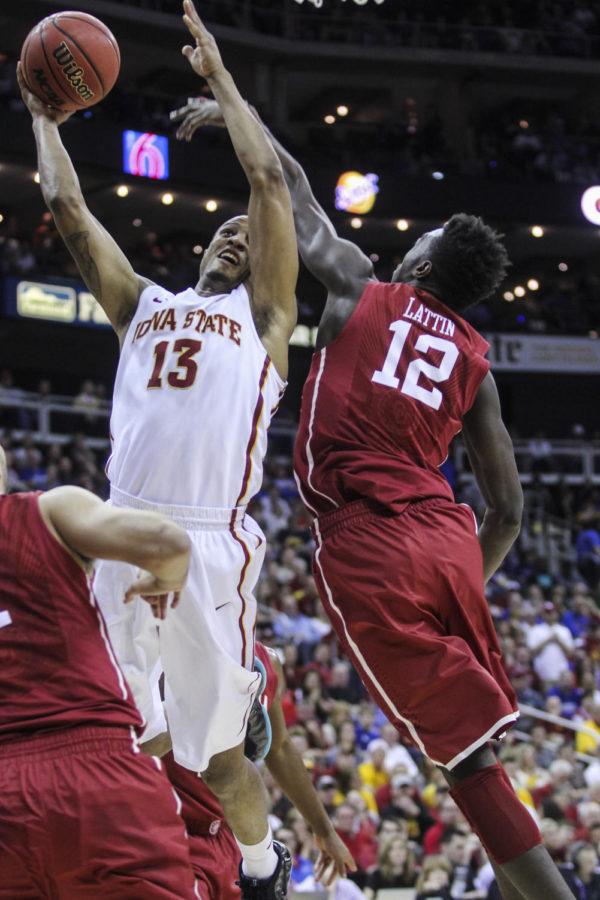 Senior guard Bryce Dejean-Jones puts up a shot during the Big 12 Championship semifinal game against Oklahoma on March 13 at the Sprint Center in Kansas City, Mo. The Cyclones defeated the Sooners 67-65 to advance to the final championship game against Kansas on March 14. Dejean-Jones had 10 points for Iowa State.
