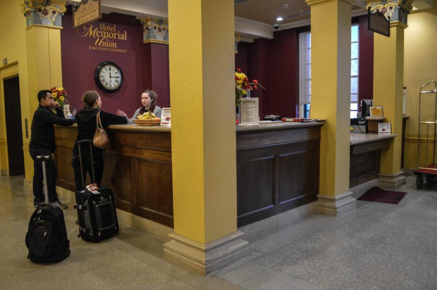 Guests who are staying at the Hotel Memorial Union will check into their rooms upon arrival at the front desk, which is located on the second floor of the Memorial Union.