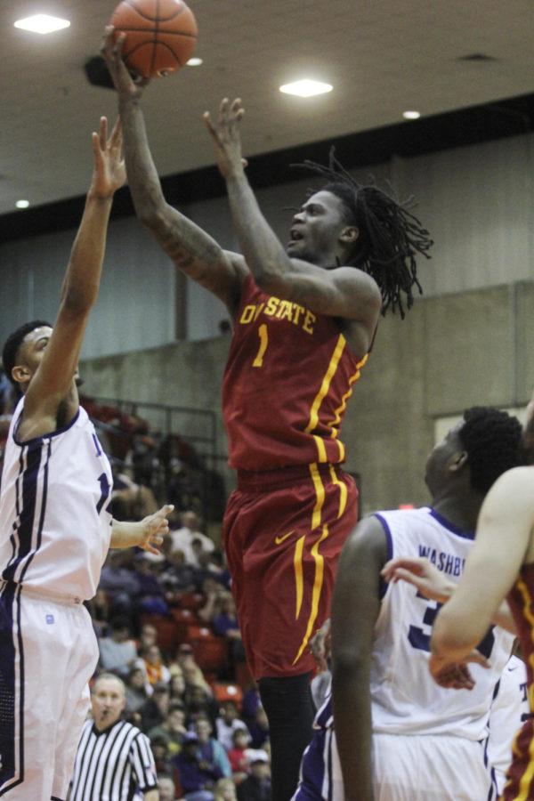 Redshirt junior forward Jameel McKay goes up for a shot against Texas Christian on March 7 at Wilkerson-Greines Athletic Center in Fort Worth, Texas. The Cyclones defeated the Horned Frogs 89-76. McKay had 14 points and 10 rebounds in the game.