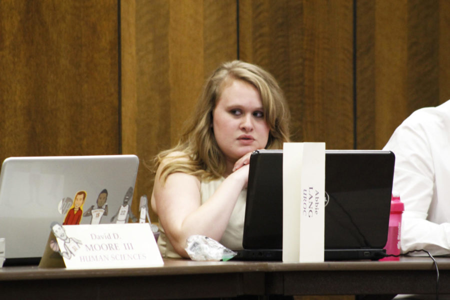 Abbie Lang, GSB senator and part of the PR committee, discussed the option of adding a new PR member to the committee during the meeting on March 11.       