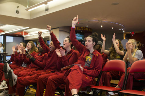 The ISU womens basketball team reacts to the news that it drew a 10-seed in the NCAA tournament at Johnnys in Hilton Coliseum on March 16. Iowa State will take on 7-seed Dayton in Lexington, Ky., March 20 at 11 a.m. CT on ESPN 2. This will be the teams ninth straight trip to the NCAA tournament