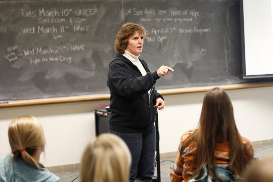 Ruth Buckels, coordinator for Achieving Maximum Potential or AMP, shared her experience as the mother of a human trafficking survivor with the ISU Network Against Human Trafficking organization March 2.