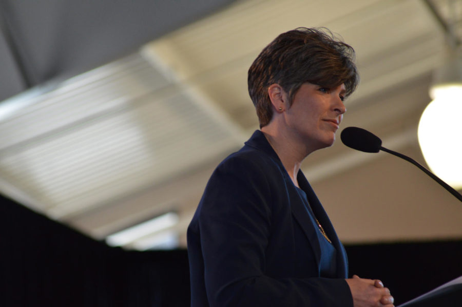 U.S. Sen. Joni Ernst delivers a speech on agriculture at the 2015 Ag Summit in Des Moines on March 7.