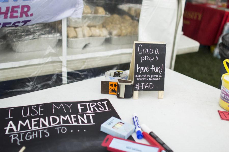 Students and faculty gathered on Central Campus to celebrate First Amendment Day on April 20.