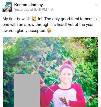 Veterinarian shoots cat with arrow, posts to FB