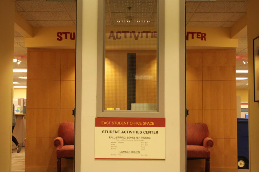 The Student Activities Center, located across from Panda Express in the Memorial Union, provides information on activities and clubs.