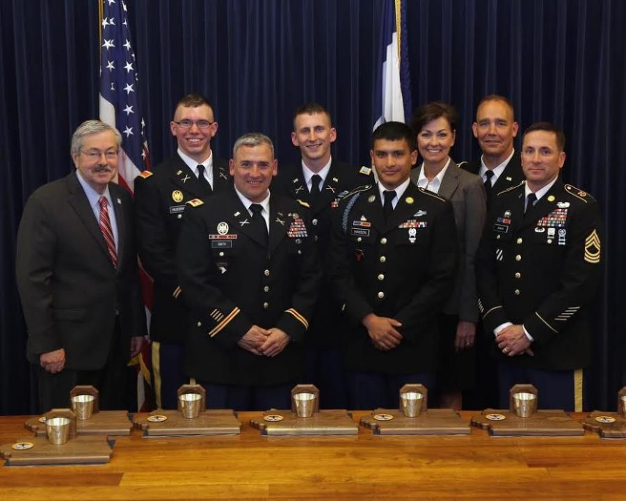 Gov. Terry Branstad and Lt. Gov. Kim Reynolds recognized Iowa ROTC cadets at the annual Governors ROTC Award ceremony on Tuesday at the Iowa State Capitol. Ten cadets received awards. 
